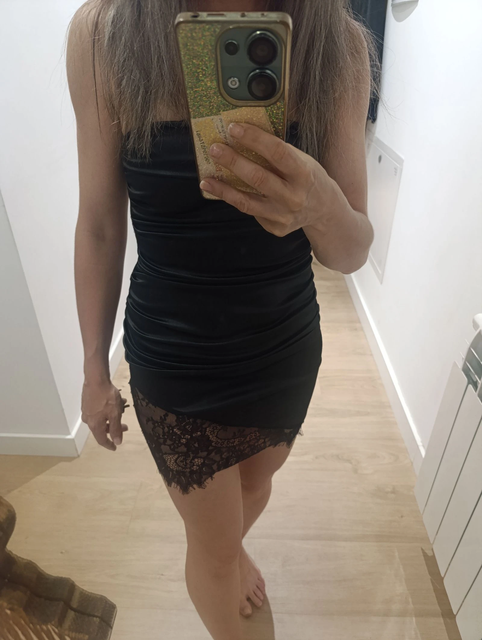 Vestido satén palabra de honor  – photo 3
